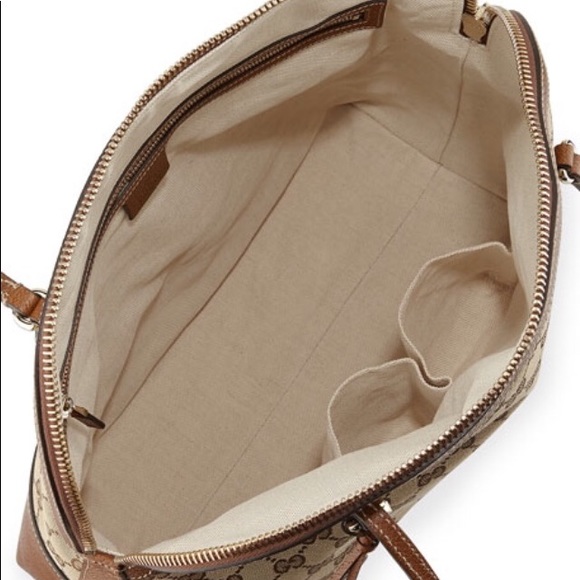 NEW Gucci Bree Canvas/Leather Beige-Ebony tote - Picture 6 of 16